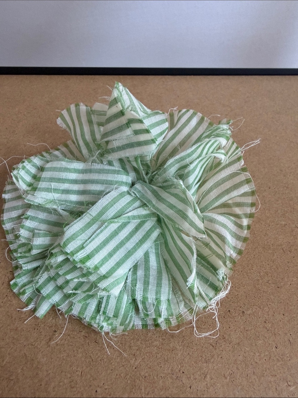 GAP Striped Light Green Fabric Flower Brooch